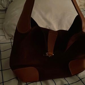 Burgundy suede Dooney & Burke hobo bag